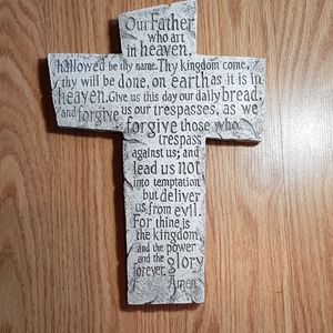 Lord's Prayer White Distressed Cross Wall Hanging